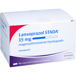 Abbildung: Lansoprazol STADA 15 mg magensaftresistent Kapseln 98 St, Magensaftresistente Hartkapseln PZN 02436629