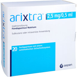 Abbildung: Arixtra 2,5 mg / 0,5 ml Injektionslösung in einer Fertigspritze 20X0.5 ml, Injektionslösung PZN 02450612