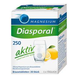 Abbildung: Magnesium Diasporal 250 aktiv Brausetabletten Brausetabletten, 20 St PZN 02451652