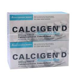 Abbildung: Calcigen D 600 mg / 400 I.E. Kautabletten Kautabletten, 200 St PZN 02470170
