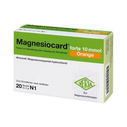 Abbildung: Magnesiocard forte 10 mmol Orange Pulver Pulver zur Herstellung einer Lösung zum Einnehmen, 20 St PZN 02470336