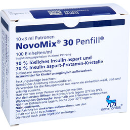 Abbildung: Novomix 30 Penfill 3 ml Injektionssuspension i.e. Patrone 10X3 ml, Zylinderampullen PZN 02470804
