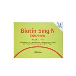 Abbildung: Biotin 5 mg N Tabletten Tabletten, 150 St PZN 02472163