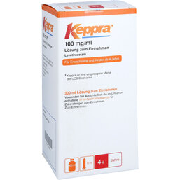 Abbildung: Keppra 100 mg / ml Lösung zum Einnehm.mit 10 ml Dos.Pipette 300 ml, Lösung zum Einnehmen PZN 02478881