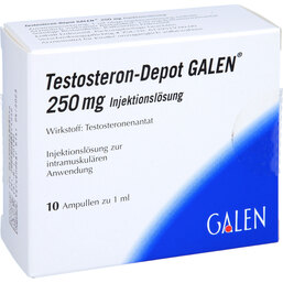 Abbildung: Testosteron depot Galen 250 mg Injektionslösung 10X1 ml, Injektionslösung PZN 02486509