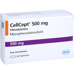Abbildung: Cellcept 500 mg Filmtabletten 50 St, Filmtabletten PZN 02497714