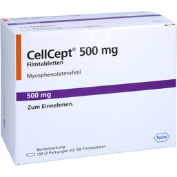 Abbildung: Cellcept 500 mg Filmtabletten 150 St, Filmtabletten PZN 02497720