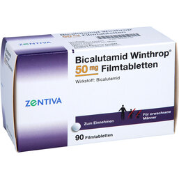 Abbildung: Bicalutamid Winthrop 50 mg Filmtabletten 90 St, Filmtabletten PZN 02498139