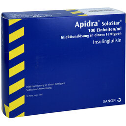 Abbildung: Apidra 100 E / ml Solostar Fertigpen 10X3 ml, Injektionslösung in einem Fertigpen PZN 02503484