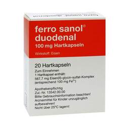 Abbildung: Ferro sanol duodenal 100 mg Hartkapseln mit magensaftresistent überzogenen Pellets, 20 St PZN 02520726