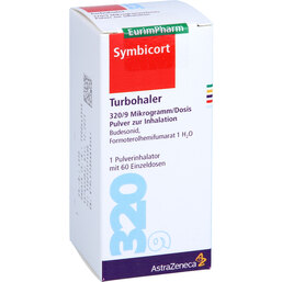 Abbildung: Symbicort Turbohaler 320 / 9 µg / Dosis 60 ED 1 St, Inhalationspulver PZN 02521714