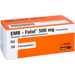 Abbildung: Emb Fatol 500 mg Filmtabletten 50 St, Filmtabletten PZN 02525669