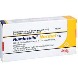 Abbildung: Huminsulin Normal 100 Injektionslösung 5X10 ml, Injektionslösung PZN 02526396