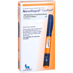 Abbildung: Novorapid Flexpen 100 E / ml Injektionslösung in einem Fertigpen 5X3 ml, Injektionslösung PZN 02533060