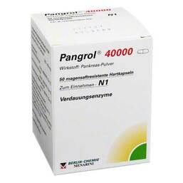 Abbildung: Pangrol 40000 magensaftresistente Kapseln 50 St, Hartkapseln mit magensaftresistent überzogenen Pellets PZN 02537810