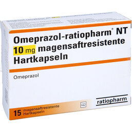 Abbildung: Omeprazol Ratiopharm NT 10 mg magensaftresistent Hartkapseln 15 St, Kapseln magensaftresistent PZN 02559823