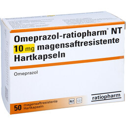 Abbildung: Omeprazol Ratiopharm NT 10 mg magensaftresistent Hartkapseln 50 St, Kapseln magensaftresistent PZN 02559852