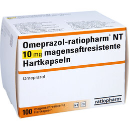 Abbildung: Omeprazol Ratiopharm NT 10 mg magensaftresistent Hartkapseln 100 St, Kapseln magensaftresistent PZN 02559869