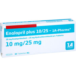 Abbildung: Enalapril plus 10 / 25 1A Pharma Tabletten 30 St, Tabletten PZN 02563782