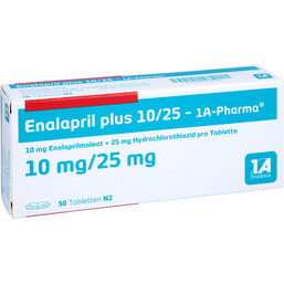 Abbildung: Enalapril plus 10 / 25 1A Pharma Tabletten 50 St, Tabletten PZN 02563799