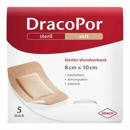 Abbildung: DracoPor Soft hautfarben Wundverband 8x10 cm steril 5 St, Verband PZN 02577790