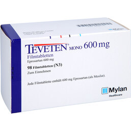 Abbildung: Teveten mono 600 mg Filmtabletten 98 St, Filmtabletten PZN 02585140