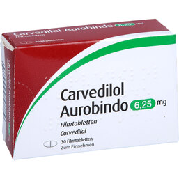 Abbildung: Carvedilol Aurobindo 6,25 mg Filmtabletten 30 St, Filmtabletten PZN 02592134