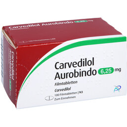 Abbildung: Carvedilol Aurobindo 6,25 mg Filmtabletten 100 St, Filmtabletten PZN 02592269