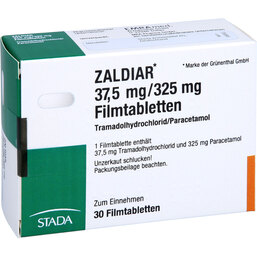Abbildung: Zaldiar 37,5 mg / 325 mg Filmtabletten 30 St, Filmtabletten PZN 02595440