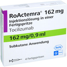 Abbildung: Roactemra 162 mg Injektionslösung in einer Fertigspritze 4 St, Injektionslösung PZN 02597692