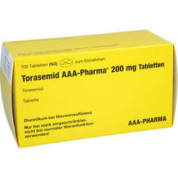 Abbildung: Torasemid AAA Pharma 200 mg Tabletten 100 St, Tabletten PZN 02616366