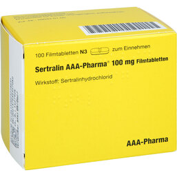 Abbildung: Sertralin 100 mg AAA Pharma Filmtabletten 100 St, Filmtabletten PZN 02622869