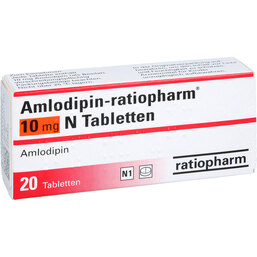Abbildung: Amlodipin ratiopharm 10 mg N Tabletten 20 St, Tabletten PZN 02634536