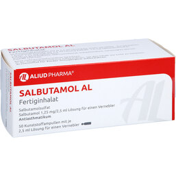 Abbildung: Salbutamol AL Fertiginhalat Ampullen 50X2.5 ml, Lösung für einen Vernebler PZN 02682937