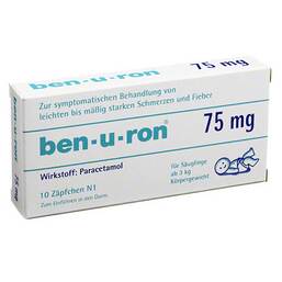 Abbildung: Ben-U-Ron 75 mg Suppositorien Suppositorien, 10 St PZN 02684876