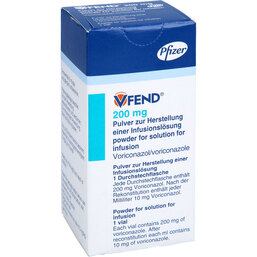 Abbildung: Vfend 200 mg Pulver zur Herstellung einer Infusionslösung 1 St, Pulver zur Herstellung einer Infusionslösung PZN 02704662