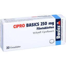 Abbildung: Cipro Basics 250 mg Filmtabletten 20 St, Filmtabletten PZN 02709122