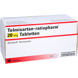 Abbildung: Telmisartan ratiopharm 20 mg Tabletten 98 St, Tabletten PZN 02710421