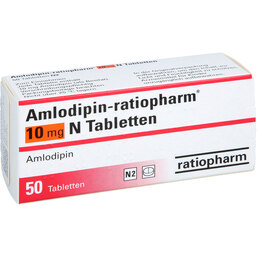 Abbildung: Amlodipin ratiopharm 10 mg N Tabletten 50 St, Tabletten PZN 02716599