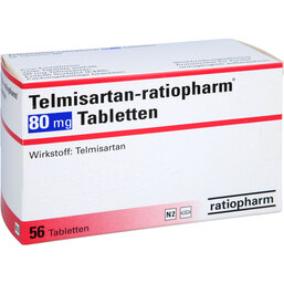 Abbildung: Telmisartan ratiopharm 80 mg Tabletten 56 St, Tabletten PZN 02718368
