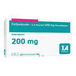 Abbildung: Cefpodoxim 1A Pharma 200 mg Filmtabletten 10 St, Filmtabletten PZN 02719267