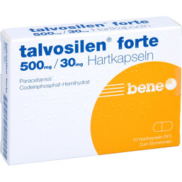 Abbildung: Talvosilen forte 500 mg / 30 mg Hartkapseln 10 St, Hartkapseln PZN 02725227