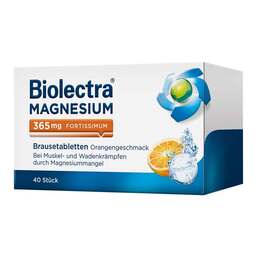 Abbildung: Biolectra® MAGNESIUM 365 mg fortissimum Orange Brausetabletten Brausetabletten, 40 St PZN 02725285