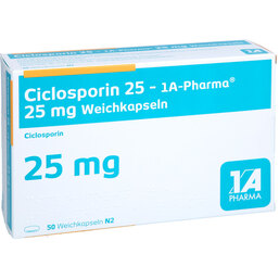 Abbildung: Ciclosporin 25 1A Pharma Kap 50 St, Weichkapseln PZN 02725919