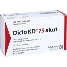 Abbildung: Diclo KD 75 akut Hartkapseln mit magensaftresistent überzogene Pellets 100 St, Hartkapseln mit magensaftresistent überzogenen Pellets PZN 02736490