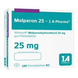 Abbildung: Melperon 25 1A Pharma Filmtabletten 100 St, Filmtabletten PZN 02748027