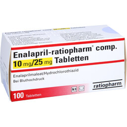 Abbildung: Enalapril ratiopharm comp.10 mg / 25 mg Tabletten 100 St, Tabletten PZN 02752299