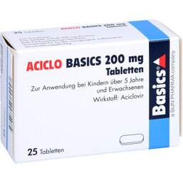 Abbildung: Aciclo Basics 200 mg Tabletten 25 St, Tabletten PZN 02753264