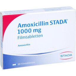 Abbildung: Amoxicillin STADA 1000 mg Filmtabletten 10 St, Filmtabletten PZN 02760531