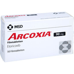 Abbildung: Arcoxia 90 mg Filmtabletten 50 St, Filmtabletten PZN 02760979
